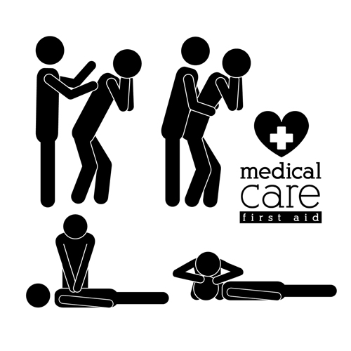Vector medical care people silhouettes set 01