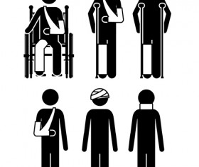Vector medical care people silhouettes set 02