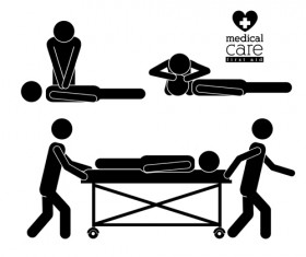 Vector medical care people silhouettes set 03