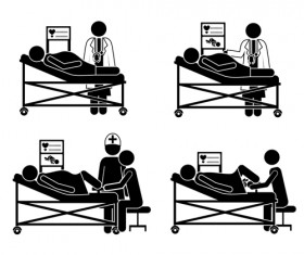 Vector medical care people silhouettes set 04