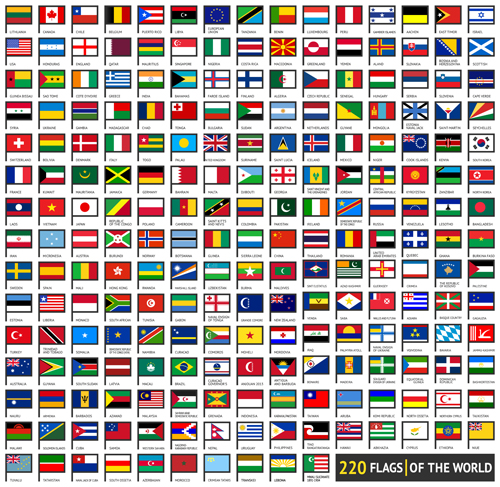 Vector world flags design elements set 01