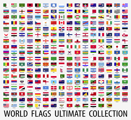 Vector world flags design elements set 02