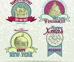 Vintage 2015 Christmas labels 01 vector set