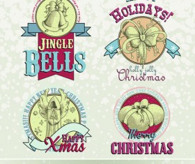 Vintage 2015 Christmas labels 03 vector set