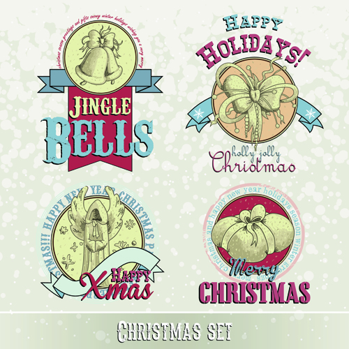 Vintage 2015 Christmas labels 03 vector set