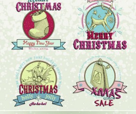 Vintage 2015 Christmas labels 04 vector set