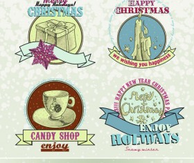Vintage 2015 Christmas labels 05 vector set