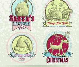 Vintage 2015 Christmas labels 06 vector set