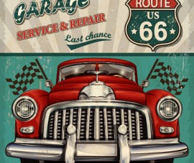 Vintage car poster grunge style vector 01