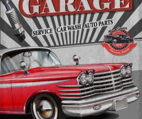 Vintage car poster grunge style vector 02