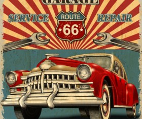 Vintage car poster grunge style vector 04