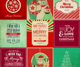 Vintage christmas background set 01 vectors