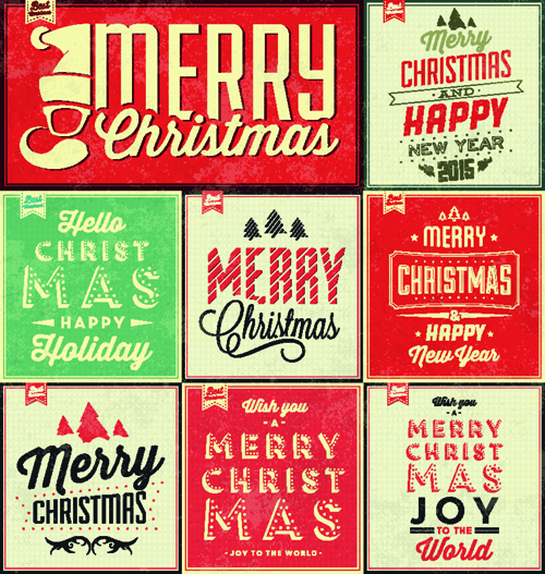 Vintage christmas background set 02 vectors