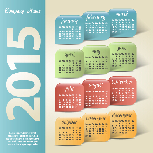 Vintage company 2015 calendar creative vector
