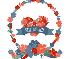 Vintage flower heart-shaped and frames vector 01