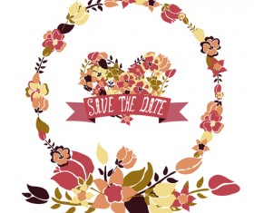 Vintage flower heart-shaped and frames vector 02