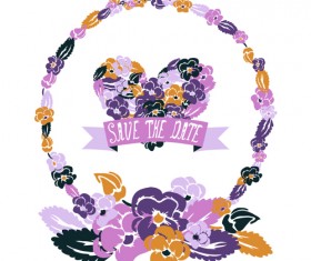 Vintage flower heart-shaped and frames vector 03