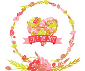 Vintage flower heart-shaped and frames vector 04