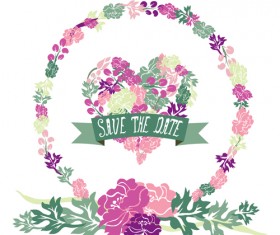 Vintage flower heart-shaped and frames vector 05