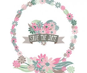 Vintage flower heart-shaped and frames vector 06