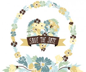 Vintage flower heart-shaped and frames vector 07