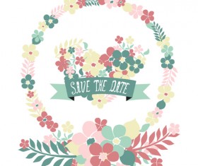 Vintage flower heart-shaped and frames vector 10