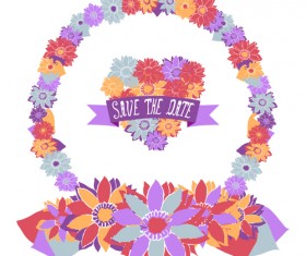 Vintage flower heart-shaped and frames vector 11