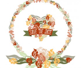 Vintage flower heart-shaped and frames vector 12