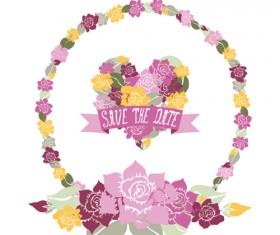 Vintage flower heart-shaped and frames vector 13