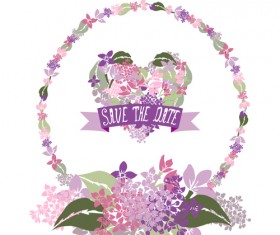 Vintage flower heart-shaped and frames vector 15