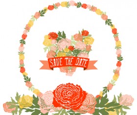 Vintage flower heart-shaped and frames vector 16