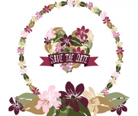 Vintage flower heart-shaped and frames vector 17