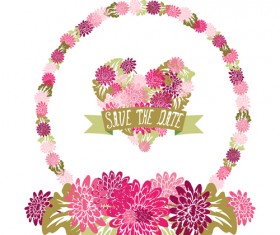 Vintage flower heart-shaped and frames vector 19