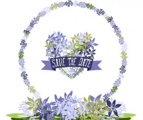 Vintage flower heart-shaped and frames vector 20