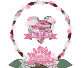 Vintage flower heart-shaped and frames vector 23