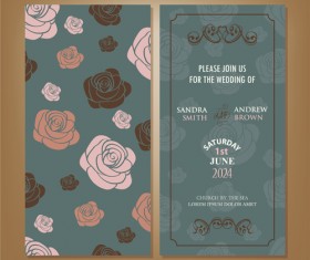 Vintage flower wedding invitation cards vector