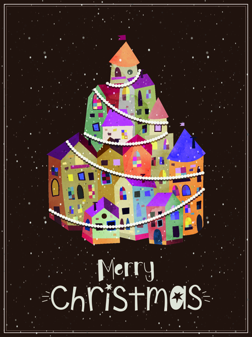 Vintage house with 2015 Christmas background 01