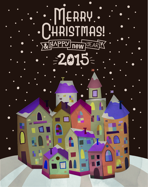 Vintage house with 2015 Christmas background 02