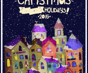 Vintage house with 2015 Christmas background 03