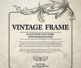 Vintage sketch decor frame design vector 01