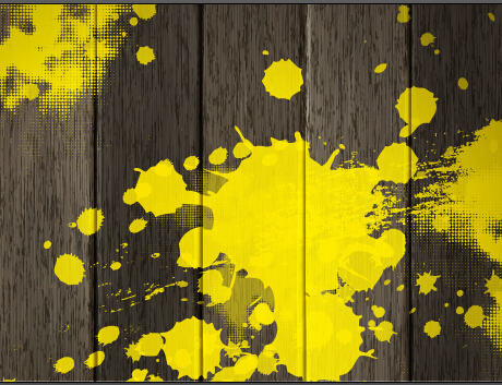 Vintage wooden board with yellow paint background