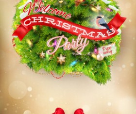 Welcomes christmas party card with bow vector