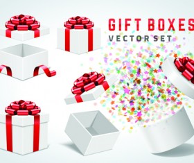 White gift box with red bow vector 03