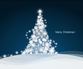 White snowflake christmas tree vectors