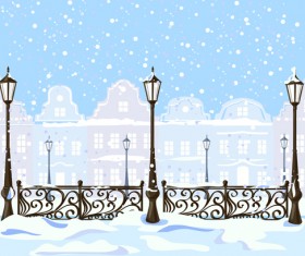 Winter city christmas background vector 02