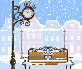 Winter city christmas background vector 04