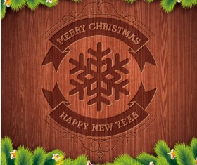 Wood background christmas and new year vector