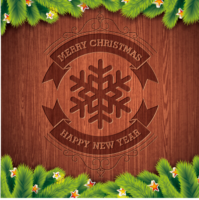 Wood background christmas and new year vector