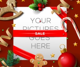 Wooden baubles merry christmas vector cards 02