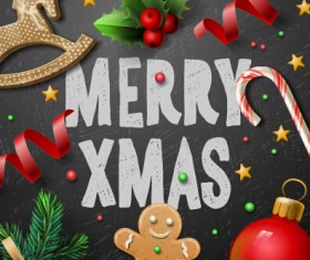 Wooden baubles merry christmas vector cards 04